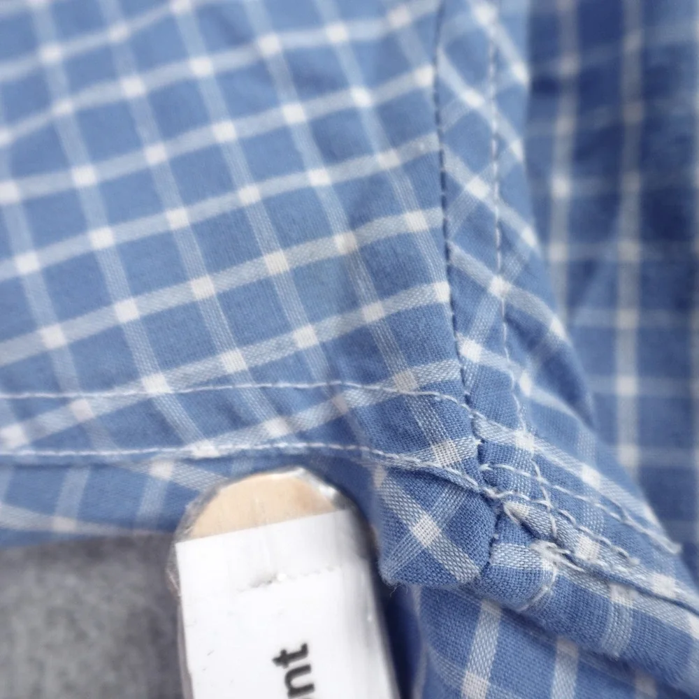 Panhandle Slim‎ Shirt Mens XL Blue Gingham Plaid Western Pearl Snap